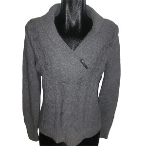 Vintage Y2K Esprit Gray Cable Knit Wool Blend Fisherman Sweater L